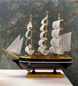 Resim Ahşap Yelkenli Gemi Büyük Boy Confection Bordo - Siyah 