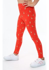 Resim Toontoy Kids Toontoy Kız Çocuk Tavşan Baskılı Tayt Nar Çiçeği 