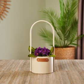 Resim KPM Dekoratif Metal Saksı - Bej - 15 cm 