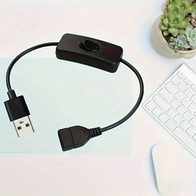 Resim 2 Adet USB Uzatma Kablosu ile Açma/Kapama Anahtarı, Yuvarlak PVC Plastik Erkek Dişi USB Kablosu, ≤36V Çalışma Gerilimi, LED Işıklar, USB Fanlar, Sürüş Kaydediciler için Güç Kontrolü ile 