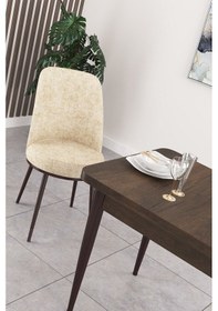 Resim Canisa Concept Nil Serisi 70x110 Sabit Mutfak Masası Takımı Barok Desen Masa 4 Krem Sandalye Krem 