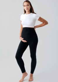 Resim Dışı Peluşlu Extra Kalın Esnek Beli Ayarlanabilir Kışlık Termal Hamile Tayt T26 - Siyah / 2XL 