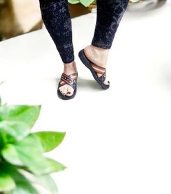 Resim Kadın Çapraz Bant 4 Nokta Ortopedik Ev Ve Dışarı Terliği Siyah 