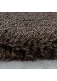 Resim Yuvarlak Halı Yumuşak Süpersoft Yüksek Tüylü 30 Mm Hav Yüksekliğinde Düz Kahverengi Renkli Shaggy Halı 