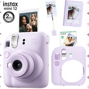 Resim Fujifilm Instax Mini 12 Beyaz Fotoğraf Makinesi- 10'lu Film - Kıskaçlı Stand - Mini Albüm ve Silikon Kılıf Seti Fujifilm