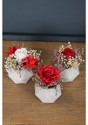 Resim Yapay Çiçek Deposu Aşk Çiçeği Saksıda 3lü Set 