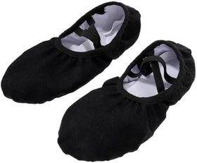 Resim GALPADA 1 Çift Dans Ayakkabıları Toddler Terlik Kadın Ev Ayakkabısı Terlik Kızlar Için Tuval Bale Ayakkabıları Siyah Bale Ayakkabıları Dans Için Yoga Ayakkabıları Kızlar Bale Daireler Kız 