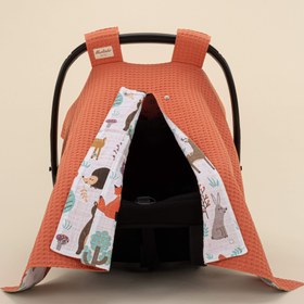 Resim Puset Örtüsü - Çift Taraflı - Turuncu Petek - Orman 