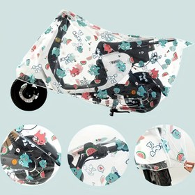 Resim 1pc Şirin Kedi ve Kavun Tasarımı EVA Motosiklet Kapağı - Su Geçirmez, Rüzgar Geçirmez, Toz Geçirmez, Tüm Mevsim Korumalı Yağmurluk Malzemesi için Scooter, Motosiklet, Bisiklet, Bisiklet Kapağı | Eğlenceli Tasarım | EVA Malzemesi 