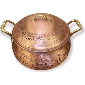 Resim İşlemeli Bakır Güveç Tencere No:2 Bakır - Siyah 