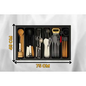 Resim 75x49 Cm. 6 Bölmeli Gri Çekmece İçi Düzenleyici Kepçelik (70*40 CM'E KADAR KESİLR) Ücretsiz Kesim 