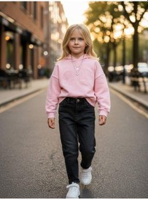 Resim Kız Çocuk Kapüşonlu Calm Kapartmalı Sweatshirt-14372 Pembe 