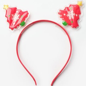 Resim Kırmızı İkili Yılbaşı Ağacı Kız Çocuk Taç - Kırmızı / Tek Ebat 