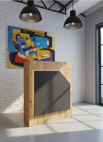 Resim Resital Ledli Karşılama Bankosu G-90 Cm Ofis Kasa Resepsiyon Masası Banko-002-6-4 