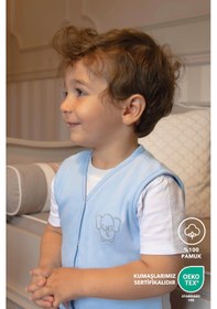 Resim Lilalinda Bebek/çocuk Yelek Mavi %100 Pamuk Nakış Detaylı Mavi 