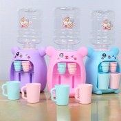 Resim Miniature Water Dispenser Playset - Karikatür Ayı Tasarımı Soğuk/Sıcak İçecek Simülasyonu Mutfak Oyuncakları ile Çift Bardaklı 