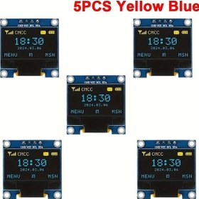 Resim Xuweiwei 5 Adet Sarı Mavi 0.96 İnç Oled Ekran Modülü I2c 128x64 Ssd1306 3.3v-5v Arduino Esp32 Esp8266 