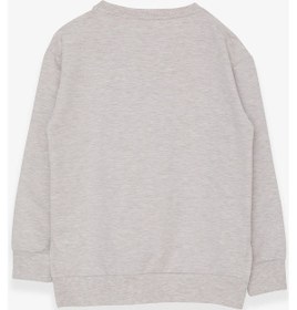 Resim Breeze Kız Çocuk Sweatshirt Yazı Baskılı Yırtmaçlı 9-14 Yaş, Bej Melanj Bej 