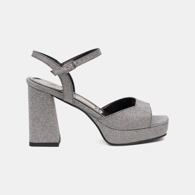 Resim Desa Kadın Platin Simli Platform Topuklu Abiye Ayakkabı 