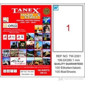 Resim Tanex Printer Lazer Yazıcı Etiketi Tw-2001 199.6X289.1 