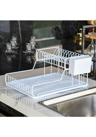 Resim Ömür Boyu Paslanmaz İki Katlı Tabaklık Bulaşıklık BEYAZ TB2BEYAZ Beyaz 