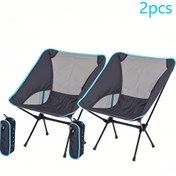 Resim 1 Adet/2 Adet Set Ultra Hafif Katlanır Kamp Sandalyesi, Dayanıklı Taşınabilir Kompakt Tasarım – Açık Hava Kampı, Seyahat, Plaj, Piknik, Yürüyüş İçin – Sentetik Mavi 