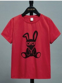 Resim MORNİNG KİDS Kırmızı Rich Bunny Baskılı Çocuk Tshirt 