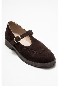 Resim Luvishoes Luvi Shoes Janney Kahverengi Süet Hakiki Deri Bantlı Kadın Loafer Ayakkabı Kahve Süet 
