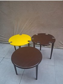 Resim Zigon Dümen Sehpa 90610 Yuvarlak Model Kayın Torna Parlak Sarı Ceviz Uyumu Sarı 