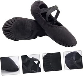 Resim Hanımlar Bale Tabanı Bilek Yetişkin Yoga Ayakkabıları Ayakkabı Tabanı Dans Uygulama Ayakkabısı Bayan Dans Ayakkabısı Black Deri 