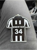 Resim Arzuca Konsept Bjk Forması Desenli Dikiz Aynası Süsü | Taraftar Ayna Süsü | Siyah Beyaz Ayna Süsü 