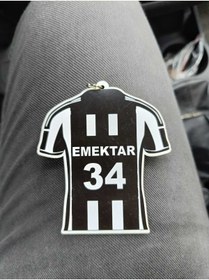 Resim Arzuca Konsept Bjk Forması Desenli Dikiz Aynası Süsü | Taraftar Ayna Süsü | Siyah Beyaz Ayna Süsü 