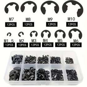 Resim 120 adet E Klipsi C Circlip Paslanmaz Çelik Seti Tutma Halkası Assorted M1.5-M10 