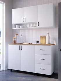 Resim Radi Mini Mutfak Dolabı Alt Üst Modül 120 CM Çekmeceli Tezgah Dahil Beyaz 