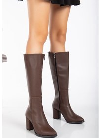 Resim Valery Topuklu Deri Çizme Siyah taba 