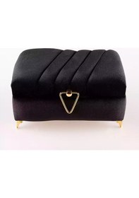 Resim Çizgili Kutu Çeyizlik, Şal + Seccade + Tesbih + Kuran Hediye Seti Çanta B. Kadife, Siyah, Elif-vav 