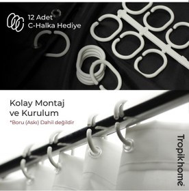 Resim Düz Renk Duş Perdesi Tek Kanat 180x200cm Mavi Banyo Perdesi, Su Geçirmez Duş Perdesi ve Aksesuarları Mavi 