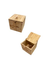 Resim Morponi Bmabu Kapaklı Ve Kaşıklı Şekerlik - Tuzluk - Baharatlık Veya Baharat Kabı 12 Cm 12 Cm Ahşap 