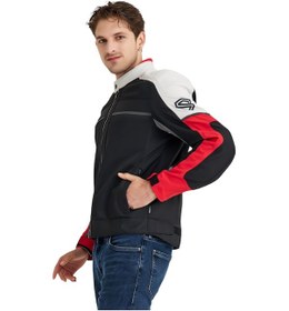 Resim Scudo Santiago Yazlık Fileli Erkek Motosiklet Ceketi Kırmızı - Siyah 