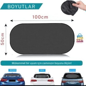 Resim Vantuzlu Arka Cam Güneşlik Perde 100x50 Cm Uv Korumalı, Katlanabilir Oto Güneş Engelleyici Gölgelik Araba İçin Güneşlik Perde 
