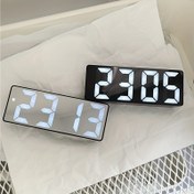 Resim 1 adet, Dijital Saat Büyük Ekran, LED Elektrikli Alarm Saatleri Ayna Yüzeyi 2 Seviye Parlaklık, Pil veya USB Şarj Modern Dekorasyon için Ev Yatak Odası Dekoru 