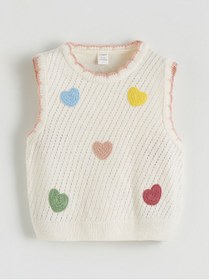 Resim LC Waikiki LCW Kids Kalp Nakışlı Kız Çocuk Triko Kazak-2 LCW Kids Ekru Kalp Nakışlı Kız Çocuk Triko Kazak 