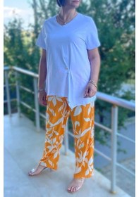 Resim Mia Butik Büyük Beden Bahar Takım Beyaz-turuncu Beyaz-turuncu 
