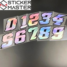 Resim Numara Sticker | 0-9 Arası Yarış Tarzı Holografik Decal (5-10 cm)-Hologramlı - Sayı 4 / Yükseklik 5 Cm 