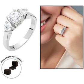 Resim Genel Markalar Starlight Diamond Pırlanta Montür Zarif Tasarım 925 Ayar Gümüş Bayan Tria Yüzük 