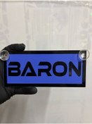 Resim Mavi Renk Üzeri Siyah Renk Baron Yazılı Vantuzlu Cam Süsü 