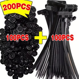 Resim 100 Ağır Hizmet Tipi Kendinden Kilitleme Yeni Naylon Kayışlar Siyah Plastik Fermuar Başlıkları ile - Kalınlaştırılmış Yüksek Dayanıklılıkta UV Korumalı Bağlantı Elemanları, Otomotiv Tamir, Ev, Ofis ve Dış Mekan Kullanımı için Uygun - Çok Amaçlı Orga 