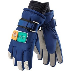 Resim Açık Hava Aktiviteleri İçin Kış Suya Dayanıklı Karikatür Çocuk Kayak Eldiveni Tam Parmak Eldivenler - Sapphire M Çok Renkli 