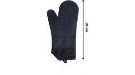 Resim Siyah Silikon Yanmaz Yapışmaz Isı Yalıtımlı 35 cm Mutfak Fırın Eldiveni 