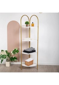 Resim Artemis Gold Metal 4 Katlı Dekoratif Raf Gold 